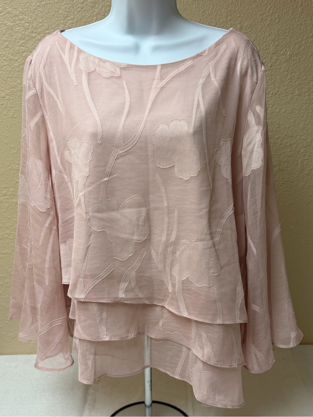 4/$20 Ms Glamor Light Pink Layered Chiffon Women's Blouse